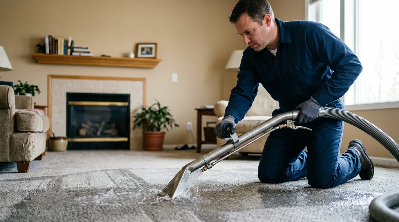 Water damage restoration technician working near Clarksville, VA